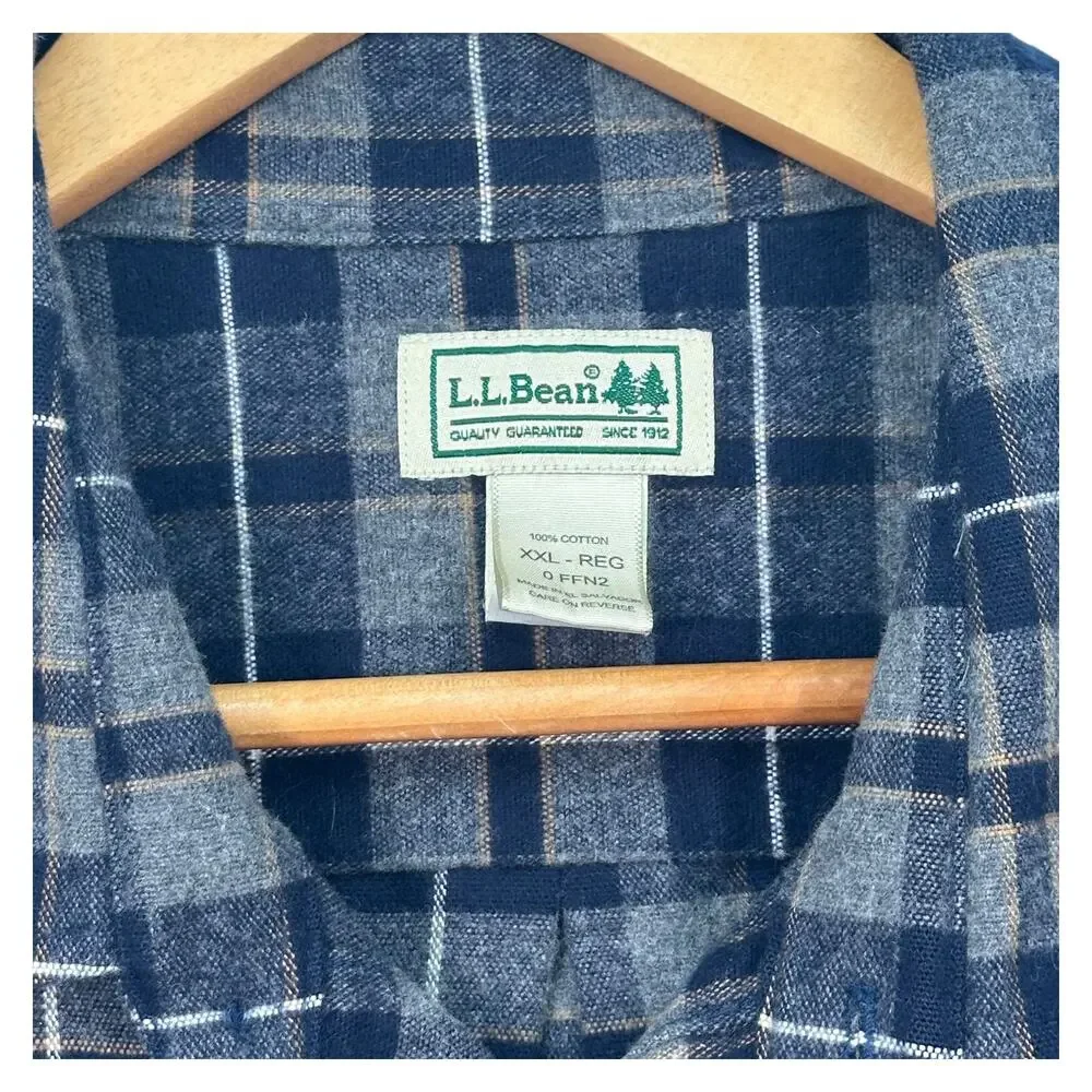 LL Bean Fleece Button Up Shirt - Blue Plaid - XXL - Picture 5 of 5